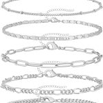 Reoxvo Dainty Gold Chain Bracelets Set for Women 14K Real Gold Plated Link Chain Bracelets for Women Trendy Gold Stackable Bracelets for Women Adjustable 7"+2"